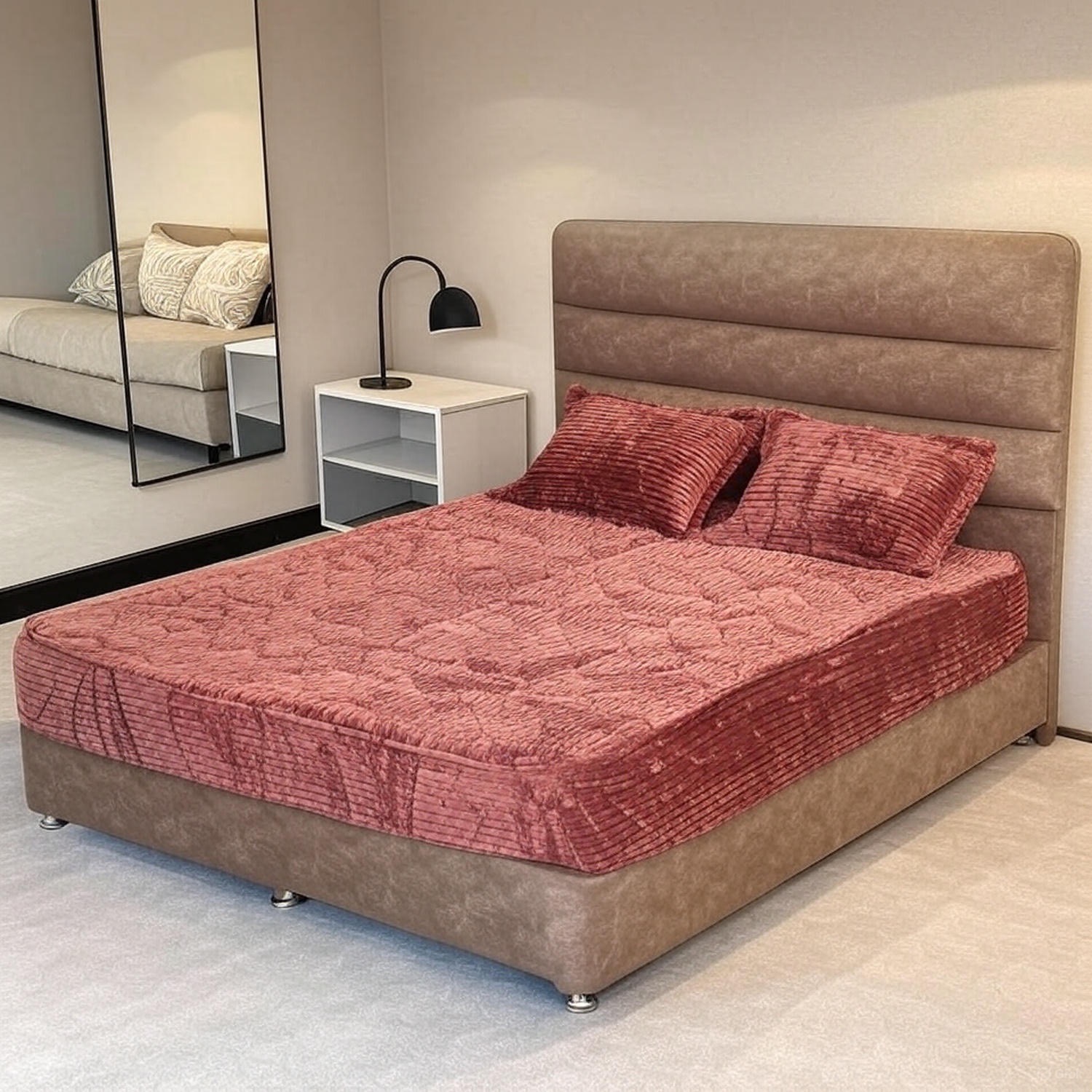 کاور تشک مخمل کشدار ژله ای رزلا مدل MITRA دو نفره 3 تکه سایز 160*200 سانتیمتر