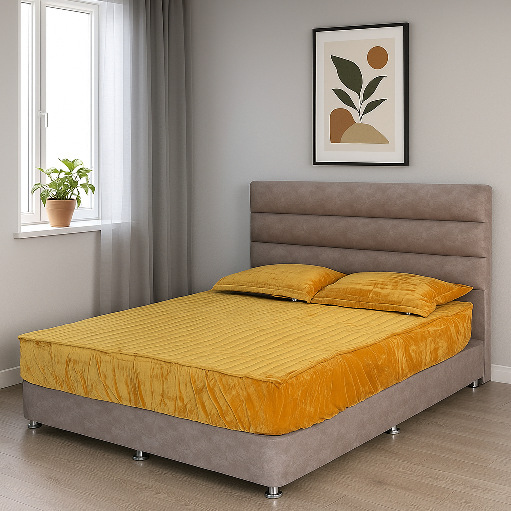 کاور تشک مخمل کشدار مدل صبا دو نفره 3 تکه سایز 160*200 سانتیمتر