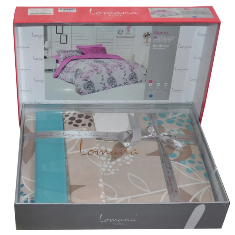 سرویس کاور لحاف لومانا مدل Nervo آبی دونفره ۶ تکه