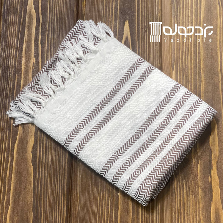 حوله دستی نخی سنتی بافت وافلی طرح بادام سایز 50*90 سانتیمتر