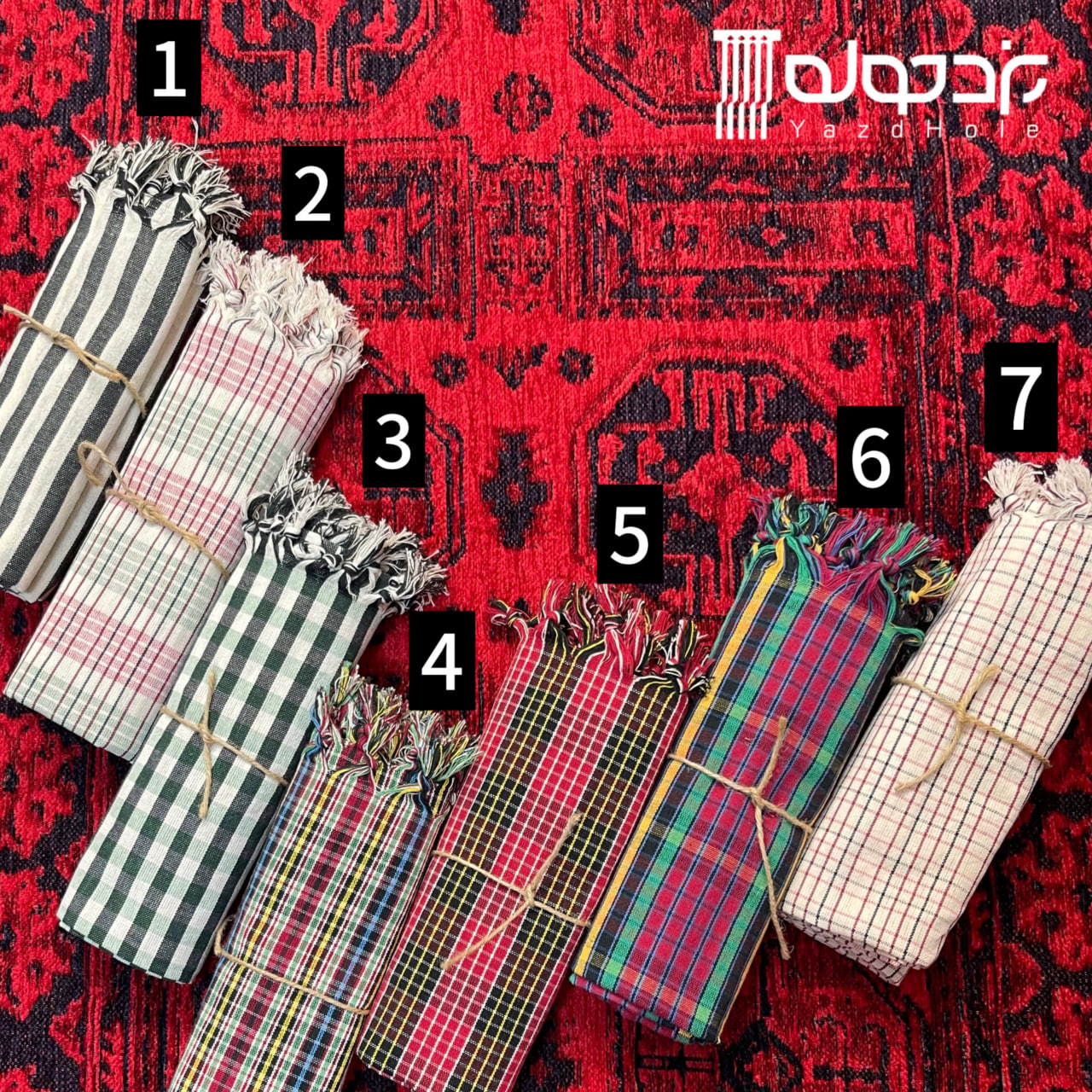 سفره نخی یزدی اعلا ریشه دار سایز 100*100 سانتیمتر